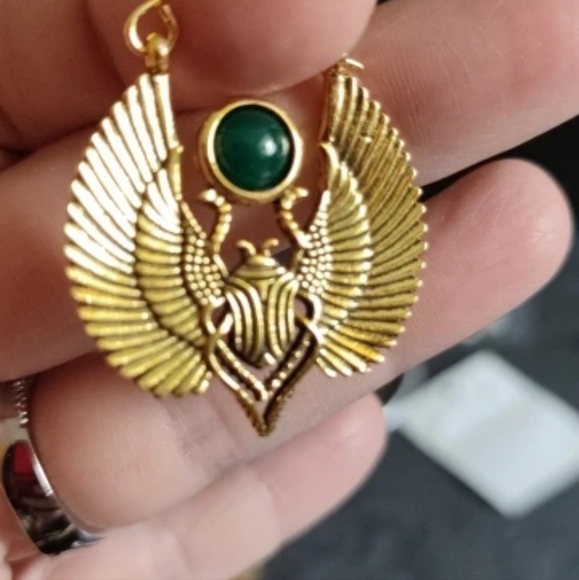 Sacred Ancient Egyptian Beetles Wings🌙 Earrings - Picture 8 of 8